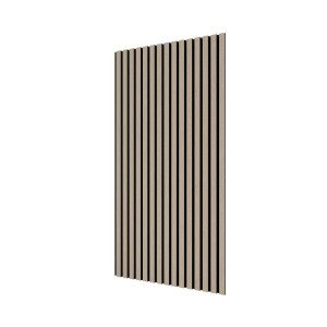 Акустическая панель Cosca Décor, черный войлок, 1200х600х21мм, рейки МДФ, шпон дуб латте бежевый Акустическая панель Cosca Décor, черный войлок, 1200х600х21мм, рейки МДФ, шпон дуб латте бежевый
