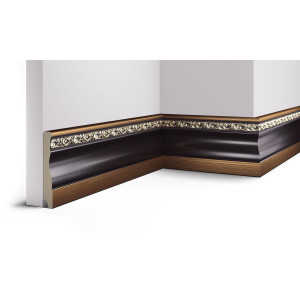 153-1084 Плинтус Cosca Décor 95, Красное дерево с золотом