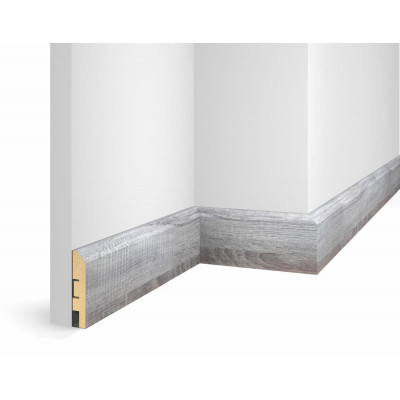 Плинтус Cosca Décor WP07, экошпон, дуб Рейн, 80x16x2400 мм, МДФ