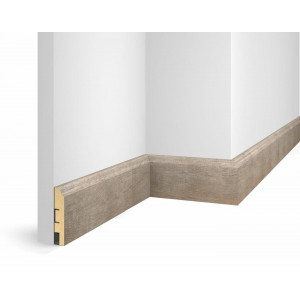 Плинтус Cosca Décor WP07, экошпон, дуб Серо-коричневый, 80x16x2400 мм, МДФ