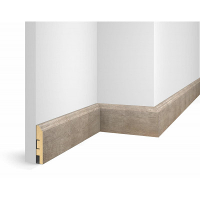 Плинтус Cosca Décor WP07, экошпон, дуб Серо-коричневый, 80x16x2400 мм, МДФ