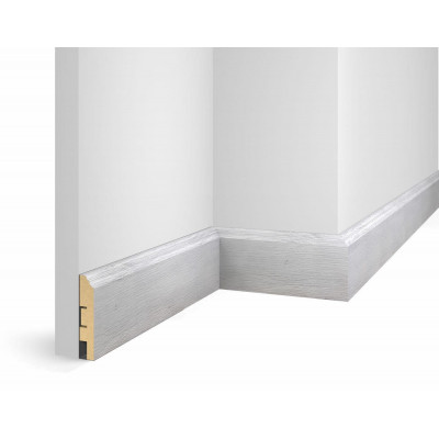 Плинтус Cosca Décor WP07, экошпон, дуб Серый, 80x16x2400 мм, МДФ