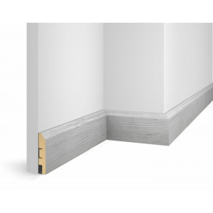Плинтус Cosca Décor WP07, экошпон, дуб Старинный светло-серый, 80x16x2400 мм, МДФ