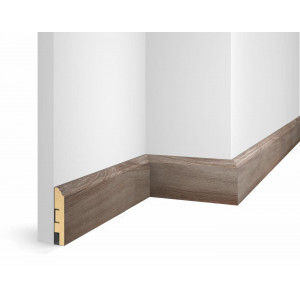 Плинтус Cosca Décor WP07, экошпон, дуб Шелковый, 80x16x2400 мм, МДФ