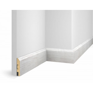 Плинтус Cosca Décor WP07, экошпон, дуб Эффект светло-серый, 80x16x2400 мм, МДФ
