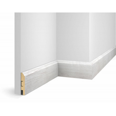 Плинтус Cosca Décor WP07, экошпон, дуб Эффект светло-серый, 80x16x2400 мм, МДФ
