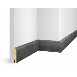 Плинтус Cosca Décor WP07, экошпон, ясень Дымчатый, 80x16x2400 мм, МДФ