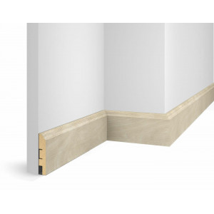 Плинтус Cosca Décor WP07, экошпон, ясень Кристалл, 80x16x2400 мм, МДФ