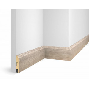 Плинтус Cosca Décor WP07, экошпон, дуб Антик белый, 80x16x2400 мм, МДФ