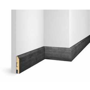 Плинтус Cosca Décor WP07, экошпон, дуб Графит, 80x16x2400 мм, МДФ