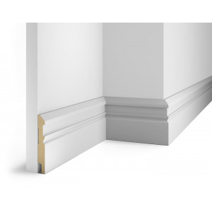 Плинтус Cosca Décor AP30 под покраску, белый, с пазом под 20 молдинг, 115x16x2400 мм, МДФ