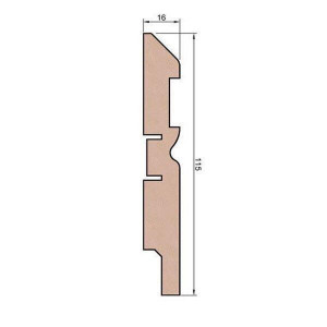 Плинтус Cosca Décor AP30 под покраску, белый, с пазом под 20 молдинг, 115x16x2400 мм, МДФ
