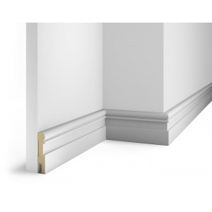 Плинтус Cosca Décor AP28 под покраску, белый, с пазом под 20 молдинг, 80x16x2400 мм, МДФ