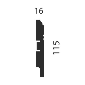 Плинтус Cosca Décor AP17 под покраску, белый, 115x16x2400 мм, МДФ