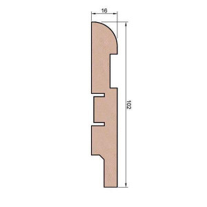 Плинтус Cosca Décor AP29 под покраску, белый, с пазом под 20 молдинг, 102x16x2400 мм, МДФ